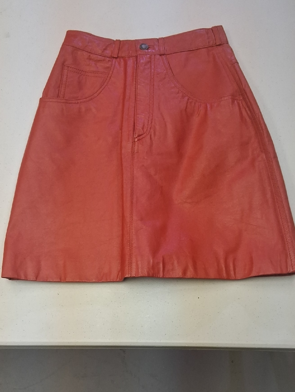 Women’s Red Leather A-Line Skirt